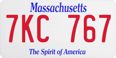 MA license plate 7KC767