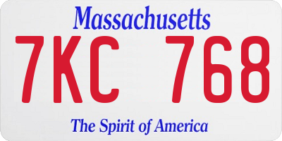 MA license plate 7KC768