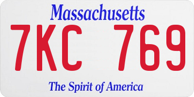 MA license plate 7KC769