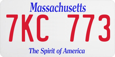 MA license plate 7KC773