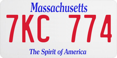 MA license plate 7KC774