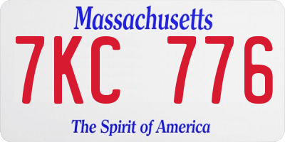 MA license plate 7KC776