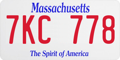 MA license plate 7KC778