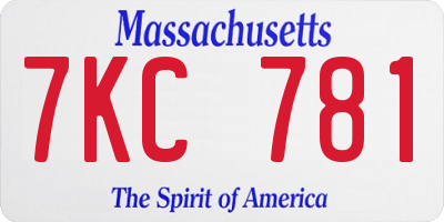 MA license plate 7KC781