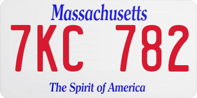 MA license plate 7KC782