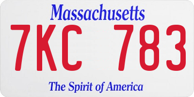 MA license plate 7KC783