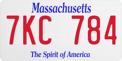MA license plate 7KC784