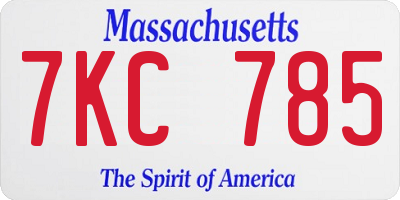 MA license plate 7KC785