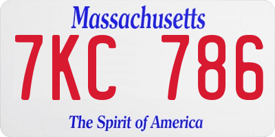 MA license plate 7KC786