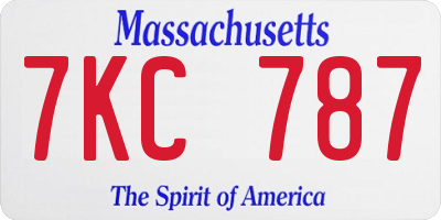 MA license plate 7KC787