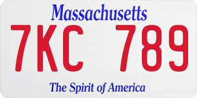 MA license plate 7KC789