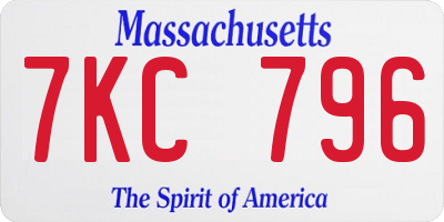 MA license plate 7KC796