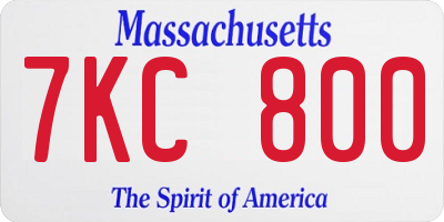 MA license plate 7KC800
