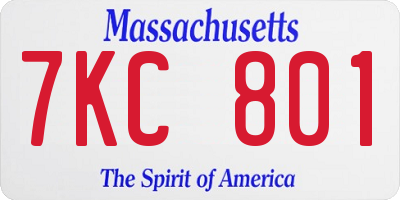 MA license plate 7KC801