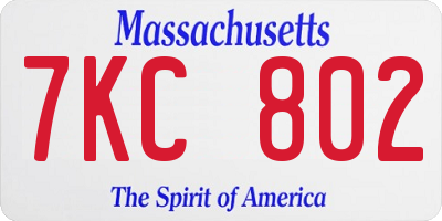 MA license plate 7KC802