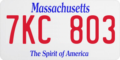 MA license plate 7KC803