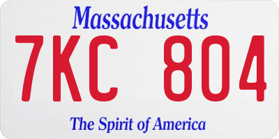 MA license plate 7KC804