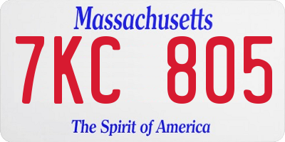 MA license plate 7KC805