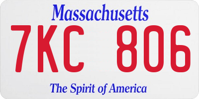 MA license plate 7KC806