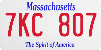 MA license plate 7KC807