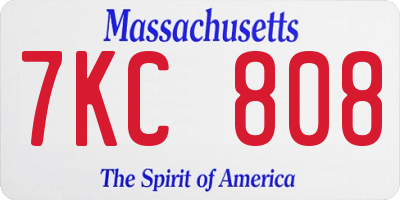 MA license plate 7KC808