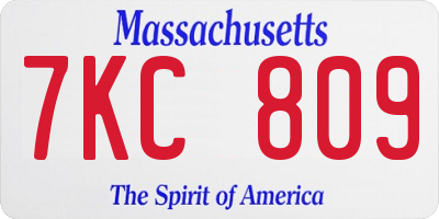 MA license plate 7KC809
