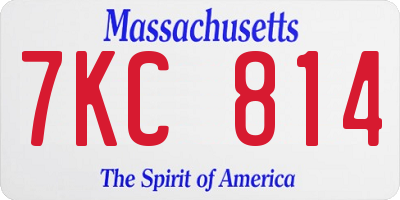 MA license plate 7KC814
