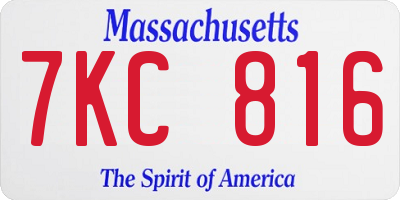 MA license plate 7KC816