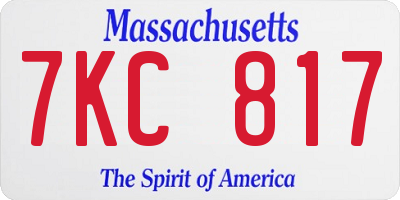 MA license plate 7KC817