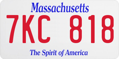 MA license plate 7KC818