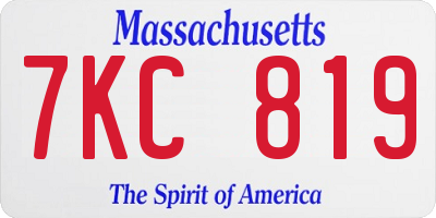 MA license plate 7KC819