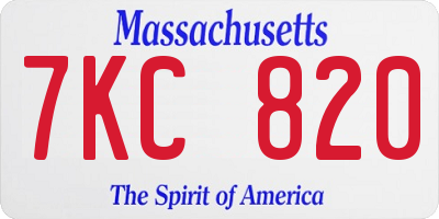 MA license plate 7KC820