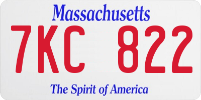 MA license plate 7KC822