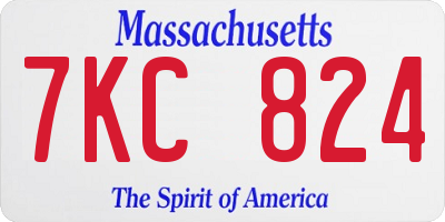 MA license plate 7KC824