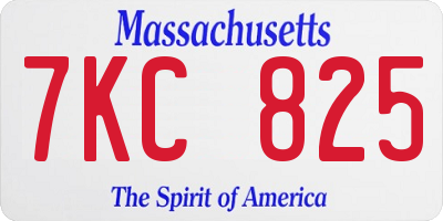 MA license plate 7KC825