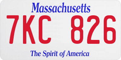 MA license plate 7KC826