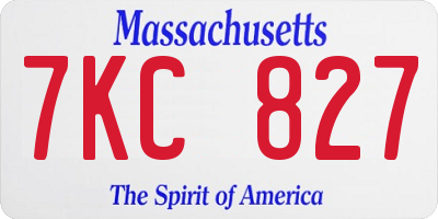 MA license plate 7KC827