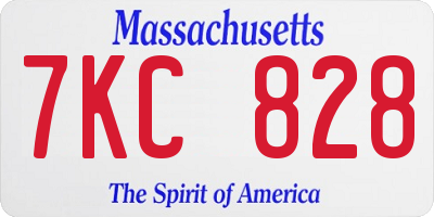 MA license plate 7KC828