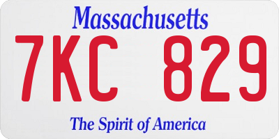 MA license plate 7KC829