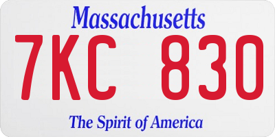 MA license plate 7KC830