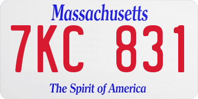 MA license plate 7KC831