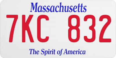 MA license plate 7KC832