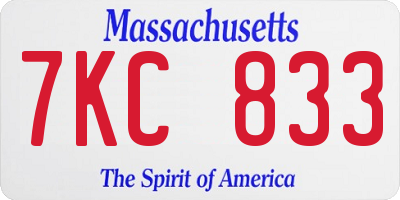 MA license plate 7KC833