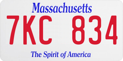 MA license plate 7KC834