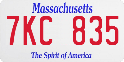MA license plate 7KC835