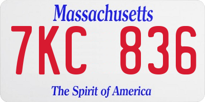 MA license plate 7KC836