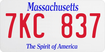 MA license plate 7KC837