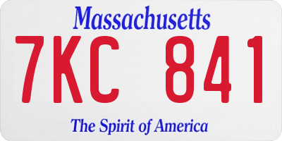 MA license plate 7KC841