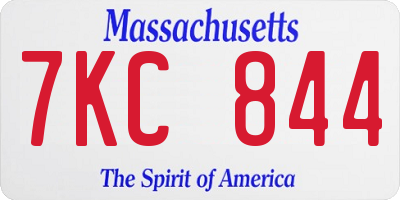 MA license plate 7KC844