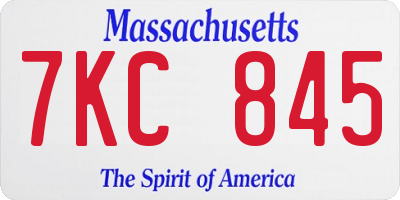 MA license plate 7KC845